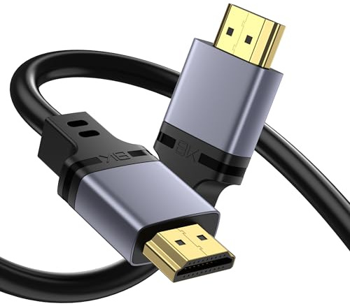 HDMI Cable 2M Certified, HDMI 2.1 Cable Ultra HD High Speed 48Gbps, 8K@60Hz 4K@120Hz HDMI Lead eARC HDR10 HDCP 2.2/2.3, Compatible for PS5/4 for X-box/HDTV