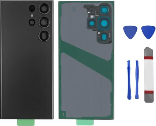 Alovexiong Hinterglas Ersatz für Galaxy S23 Ultra mit Reparaturwerkzeugen | Hinterglas Ersatz für Galaxy S23 Ultra in Schwarz. Austausch-Rückglas inklusive vollständigem Reparaturwerkzeugsatz.