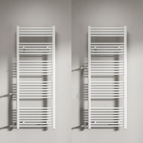WITEN&NOCK Handtuchheizkörper Badheizkörper 1600x500 mm 654Watt gerade weiß | Badheizkörper Heizkörper mit Seitenanschluss Austauschheizkörper Nabenabstand 500mm & 900mm Handtuchtrockner Handtuchwärmer
