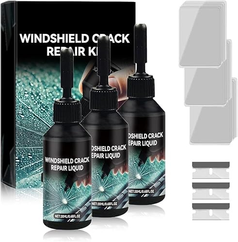 Catnat Windscreen Repair Kit, 2026 Nouveau Kit Reparation Pare Brise Colle Pare Brise Voiture, Windscreen Glue pour Verre Fissures (3 PCS)