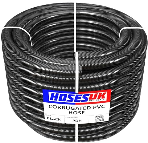 35mm - 5 Metre Long Black Corrugated Flexible Pond Hose Fish Garden Filter Pump Marine Flexi Pipe
