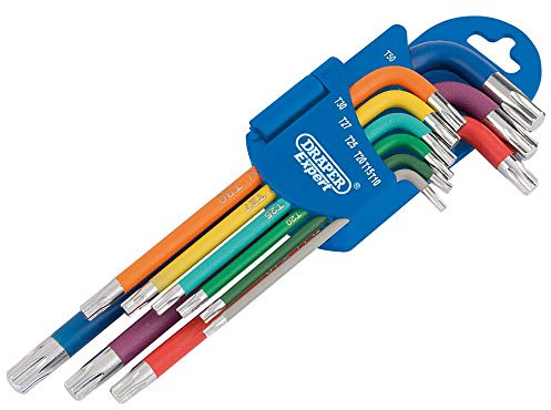 Draper 66143 TX-Star Metric Coloured Long Arm Key 9-Piece Set, Blue