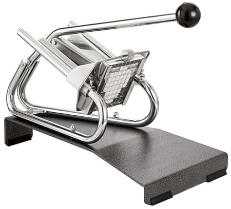 LOUIS TELLIER - Coupe-Frites Professionnel - Couteau 10 x 10 mm et Poussoir Inclus - Inox et Acier Chromé – Socle Époxy - Fabriqué en France - Aucune Fixation Nécessaire - 44 x 25 x 33,5 cm
