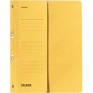 Falken 50 x Ösenhefter A4 Manila-RC-Karton 250g/qm 1/2 Vorderdeckel Amtsheftung gelb