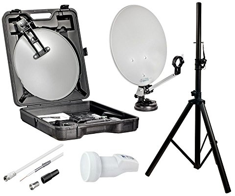 HDTV Camping Sat Anlage NUR 5,5KG Koffer Spiegel Stativ LNB Set Mobile Schüssel