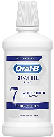 Oral-B 3D White Luxe Perfection alkoholfreies Mundwasser, Clean Mint Geschmack, 500 ml
