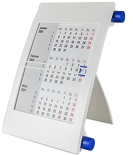 Tischkalender + 2026/2027 + Monatskalender 3 Monate Kalender Kalendarium Stehkalender Ausstellkalender Bürokalender 2 Jahr Jahre 24 Monat Monate Quer Büro Hoch – Made in Germany
