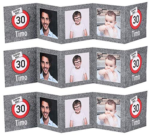 Herz & Heim® Tischaufsteller mit Fotos für Ihre Geburtstagsdeko zum runden Geburtstag - außergewöhnliche Tischdekoration