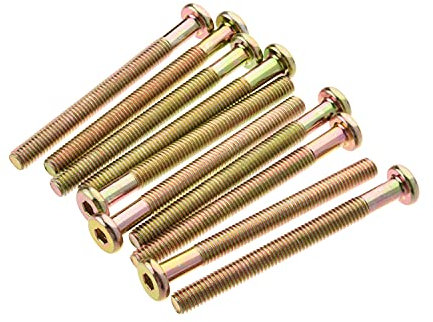 MroMax M6 x 65 mm, viti a testa piatta per mobili, bulloni di fissaggio in acciaio al carbonio, 10 pezzi