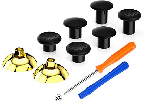 eXtremeRate ThumbsGear Joysticks Ajustables para Mando Xbox Series X S/One Elite/One S X - Joystick Ergonómico con Grip Convexo Cóncavo de 3 Alturas Thumbsticks para Xbox Control (Dorado Cromo)