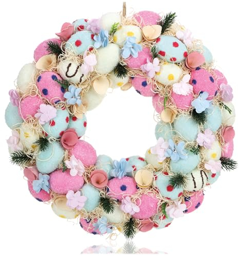 com-four® Osterkranz mit bunten Ostereiern, dekorativer Tischkranz, als Türkranz nutzbar, stylische Osterdekoration