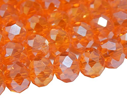 Tschechische Kristall Glas Perlen CZ Böhmische Facettierte Rondelle Glasperlen 4/6/8/10 mm (Orange AB, 6x4 mm)