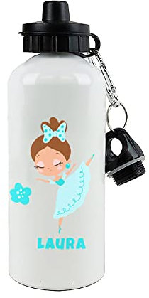 SAQUITOMAGICO Bidón Infantil Personalizado con Nombre – Cantimplora de Aluminio Libre de BPA, 400ml o 600ml – Botella Hermética con 2 Tapones – Regalo Original para Niños, Colegio o Excursiones