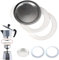 Junta y filtro cafetera universal para recambios Moka (2 anillos de sellado de silicona + 1 filtro de acero) (9 tazas)