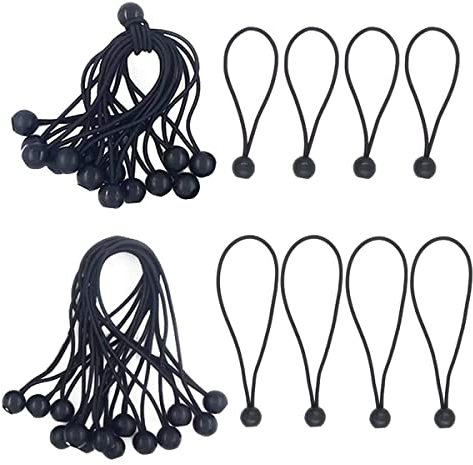 Tendeur Elastique Boule,Tendeur Bâche 30 Pièces Tendeur avec Boule,Tendeur Boule de Bâche,Sandow Elastique Noir,Tendeur Elastique pour Bannières,Tendeur Bache Piscine