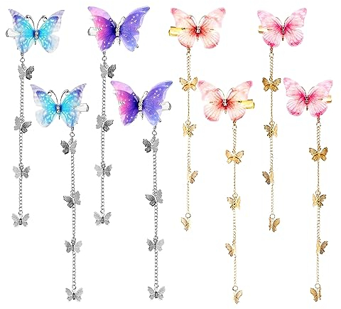 8 Stück Schmetterling Haarspangen, Schmetterling Haarklammer für Damen Mädchen Kinder, Schmetterling Haarclips, Set 3D Schmetterlinge Haarschmuck für Braut Hochzeit Accessoire