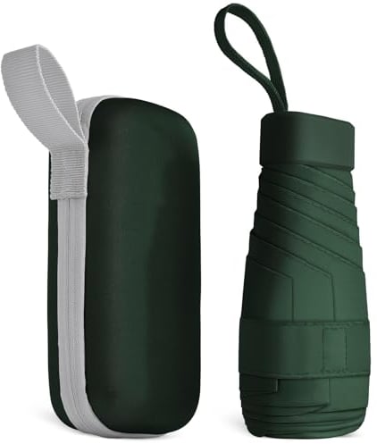 Aolso Reise-Regenschirm, 6 Rippen Mini-Regenschirm, Kleiner UV-Regenschirm,Winddichter Regenschirm mit Kapselhülle, Tragbarer Taschenschirm für Männer und Frauen (Grün)
