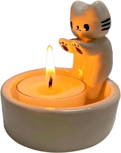 HshDUti Katzen-Kerzenhalter, Katzen-Kerzenhalter, Katzen-Teelichthalter, wärmende Pfoten, Teelichthalter, Ornamente, niedliche Kerzenhalter, Geschenke für Katzenliebhaber, Katze (ohne Kerze
