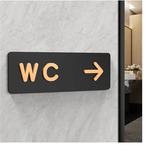 Cartello Bagno Semplici cartelli for il bagno di uomini e donne WC Guida for i servizi igienici pubblici Indice dei segni Hotel a sinistra e a destra Segnale di richiesta del bagno in acrilico per Hot