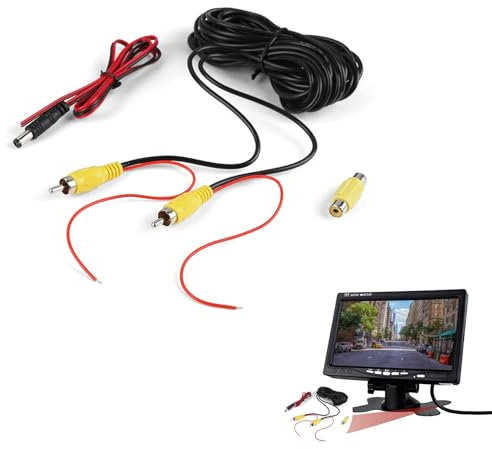 Cavo Video RCA a Doppio Schermaggio Migliorato, Prolunga AV con Connettore Femmina Giallo, Ideale per Collegamento Monitor e Telecamera di Retromarcia, Trasmissione Stabile, 6 Metri