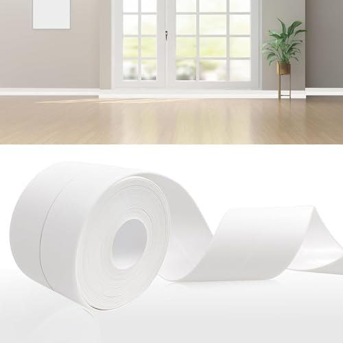 DIKARIYA Rodapies Autoadhesivo Blanco, 12M Rodapie PVC Rodapie Adhesivo Rodapié Flexible y Blanda, Zócalo Autoadhesivo Cocina, Embellecedor Encimera Cocina, 19 x 19mm Rodapie Apto Para Cocina y Baño