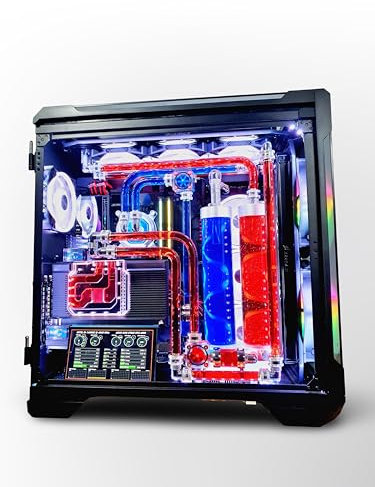 VIXIA High End Custom Watercooled Gaming PC - Intel Core i9 14900K - GeForce RTX 4090 DDR6X 24GB - DDR5 64GB 6000MHz - PCIe4.0 M.2 NVME 2TB - Black - VXF-20B Red and Blue