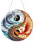 CXINLky DIY Diamond Painting Anhänger mit Kette, Diamant Painting Fensterbilder, 5D Diamond Malerei Türkranz Wandbehang Kits für Fenster Wand Eingang Garten Decor-17-Drache & Phönix