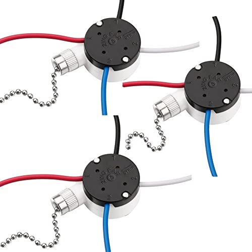 Jemcgrl 3 Piezas Ze-208S E89885 3 Velocidades 4 Cables Interruptor de Cadena de TraccióN Ventilador de Techo Interruptor de Luz Pieza de Repuesto, B