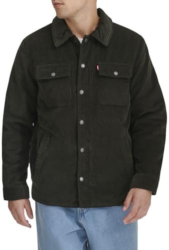 Levi's Men's Corduroy Shirt Jacket, Dark Olive Filled, L