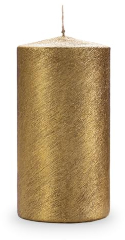 Metallische zerkratzte Kerze Durchmesser 8 cm Höhe 15 cm - Silber
