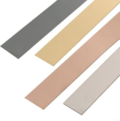 Besttoolifes Moulure murale en acier inoxydable - Kit autocollant avec finition miroir métallisée - Perles pour panneau mural, bande de bordure de plan de travail (doré, 5 m x 2 cm)