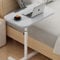 Height Adjustable Overbed Table with Wheels, C Shaped Laptop Desk, Portable Rolling Bedside Table for Living Room, Bedroom, Brown Grey