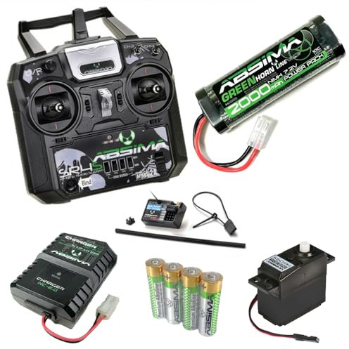 Absima RC Car Stick Radio Bundle: 2000mAh Battery, SR4S Radio - Ideal for Tamiya