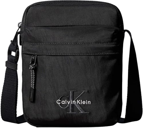 Calvin Klein Herren Crossbody Bag Tasche Bold Reporter mit Außentasche, Schwarz (Black), Einheitsgröße