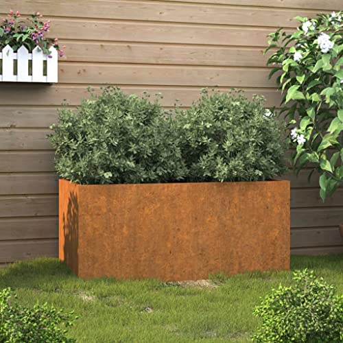 Hoopleep Pot de fleurs, 62 x 30 x 29 cm, en acier Corten, en métal rouillé, pour jardin, plantes d'extérieur, durable pour fleurs et légumes