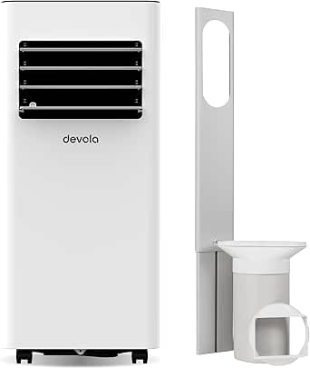 Devola 9000 BTU Compact WiFi Portable Air Conditioner & Heater, 5-in-1 Cooling, Dehumidifier, Heating, Fan & Sleep Modes, 24H Timer, 2 Window Kits Included for Rooms Up to 22 m²