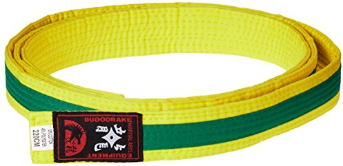 Karategürtel gelb, grüner Mittelstreifen Judogürtel Taekwondogürtel (240)