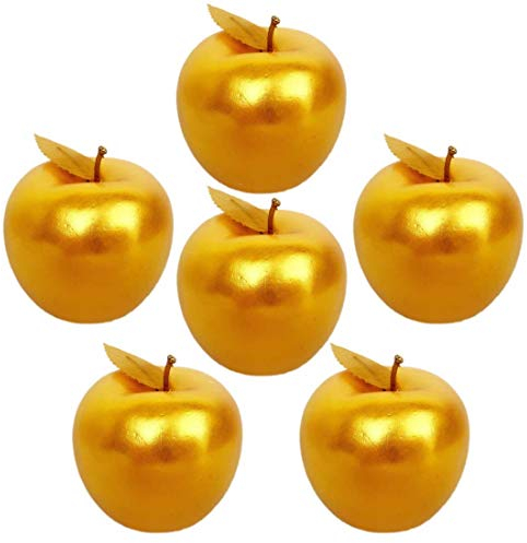 Lorigun 6 Stück Goldene Äpfel Künstliche Goldene Frucht Crafts Goldäpfel für Heimtextilien Weihnachtsdekor
