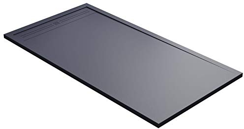 Plato de ducha de 80 x 150 cm de piedra Maier Oasis gris antracita