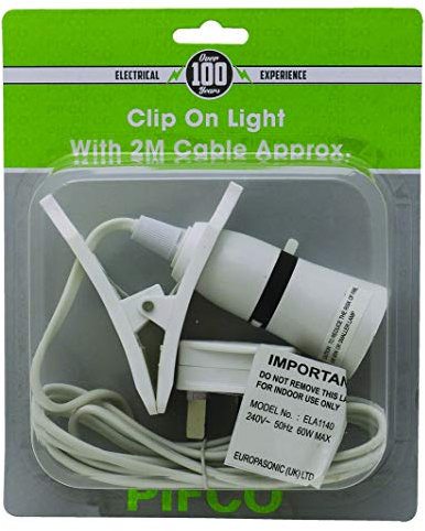 PIFCO Clip On Light Lamp 2M Cable
