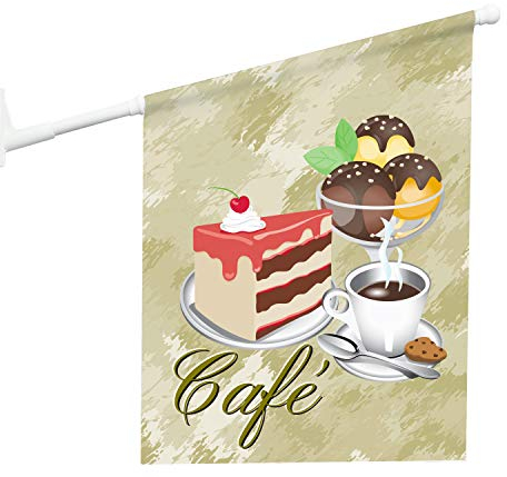 Vispronet® Eisfahne - Café, Konditor ✓ 46 x 52 cm ✓ Vinylplane ✓ doppelseitig Bedruckt ✓ inkl. Wandhalterung