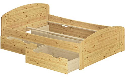 Erst-Holz® Funktionsbett Kiefer massiv in Überlänge 140x220 Holzbett mit wählbarem Zubehör V-60.50-14-220, Ausstattung:ohne Zubehör