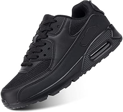 Hitmars Laufschuhe Herren Damen Turnschuhe Licht Dämpfung Air Sportschuhe rutschfest Atmungsaktiv Fitness Sneakers E-Schwarz 46