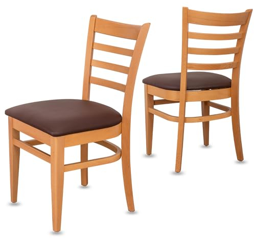 Staboos CH61 Esszimmerstuhle 4er Set Holz Stuhl bis 150 kg - Fertig montiert - Küchenstuhl gepolstert - massiv Holz Buche (Natur - Braun)