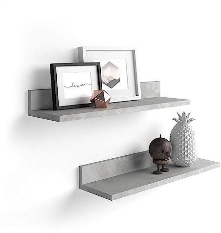MOBILI FIVER, 2er-Set Rachele Regale, 80 cm, grauer Beton, Made In Italy
