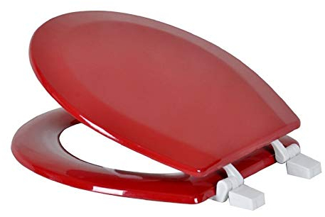 J&V Textiles Round Wooden Toilet Seat With Beveled Edge (Red)*
