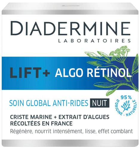 Diadermine - Lift+ Algo Retinol – Anti-Falten-Nachtcreme – Meereskrise und Algenextrakt – regeneriert und nährt intensiv – Gesichtspflege – Anti-Aging-Pflege – 50 ml