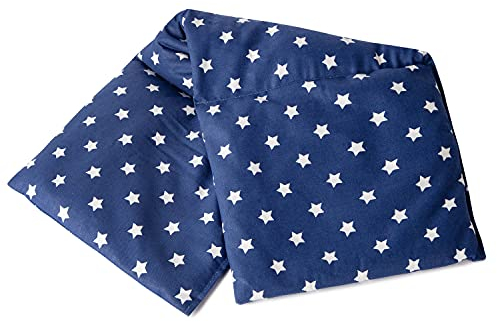 3-Kammer Dinkelkissen 50x20cm groß - Sterne-blau - Körnerkissen Dinkelkorn - Wärmekissen und Kältekissen (20x50 cm)