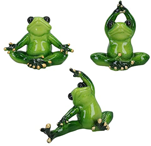 AB Tools Yoga Frogs Toad Zen Ornament Statue Meditierende Garten Haus Dekor Set von 3