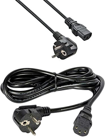 SIMPLETEK – Cavo Tripolare Alimentazione per PC Fisso Desktop Assemblato Alimentatore Computer Monitor Spina Schuko Tedesca 3 Poli Universale 1.5 m Nero